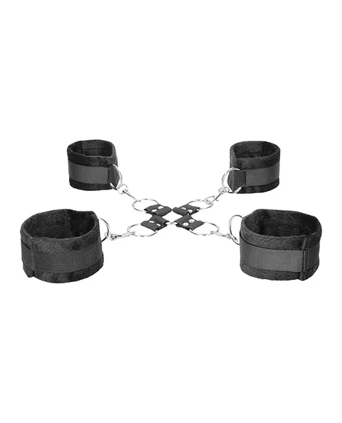 Shots Ouch Black & White Velcro Hogtie W/hand & Ankle Cuffs