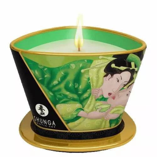 Shunga Erotic Art Green Tea Massage Candle 5.7 Oz
