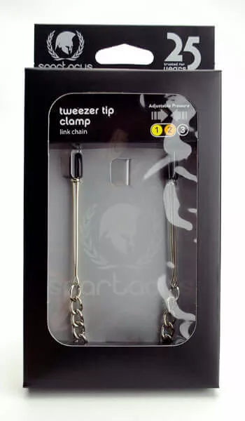 Spartacus Adjustable Tweezer Nipple Clamps with Link Chain – Silver, Beginner-Friendly