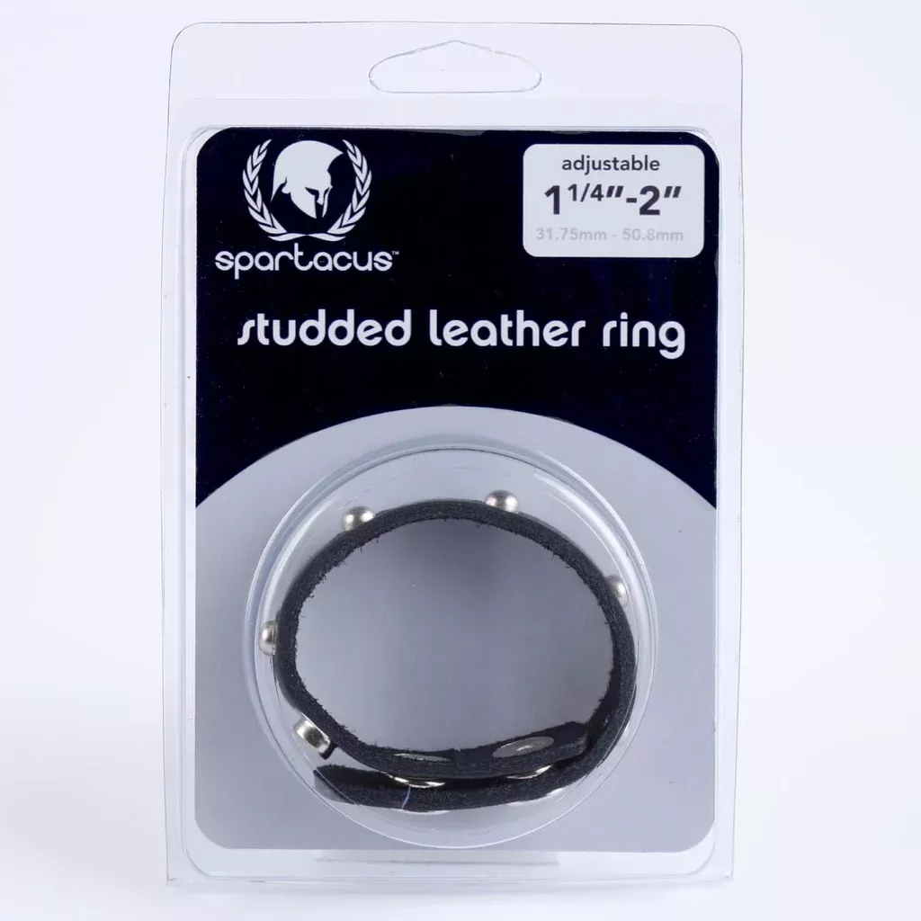 Spartacus Leathers Cock Gear Leather Cock Ring - Adjustable and Studded for Enhanced Pleasure
