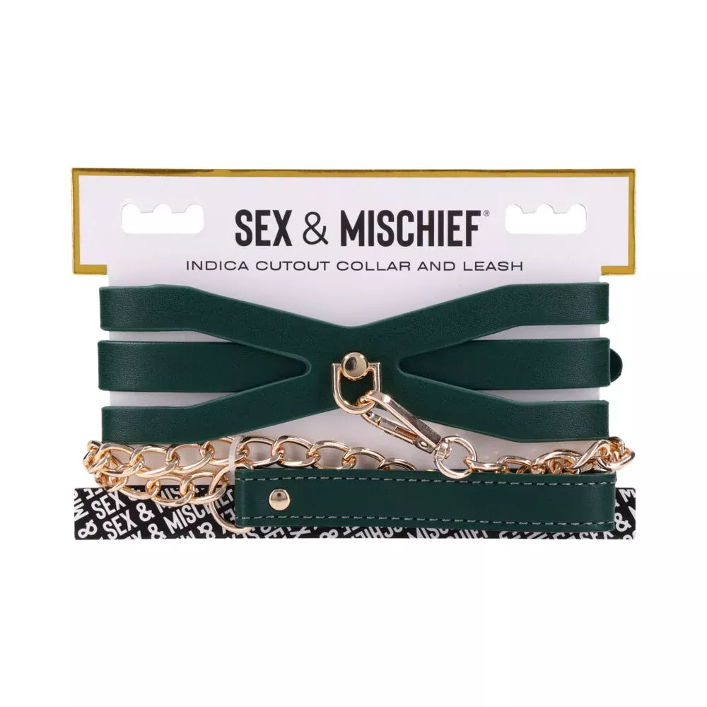 Sportsheets Sex & Mischief Indica Cutout Collar and Leash | Red Garter