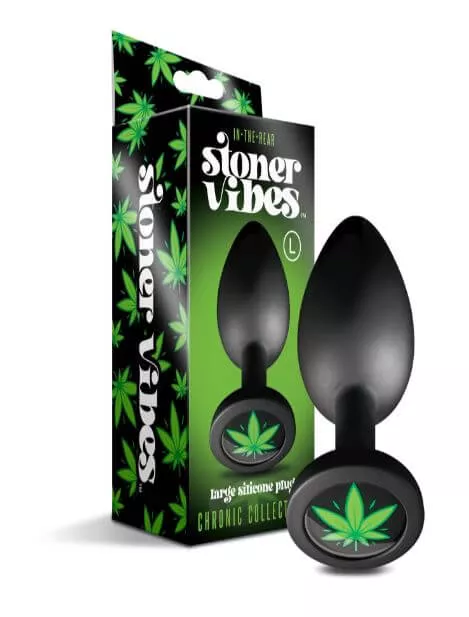 Stoner Vibes In The Rear Anal Plug – Large Size – Smooth Silicone with Cannabis Charm