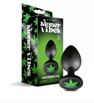 Stoner Vibes In The Rear Anal Plug – Small Size – Smooth Silicone with Cannabis Charm