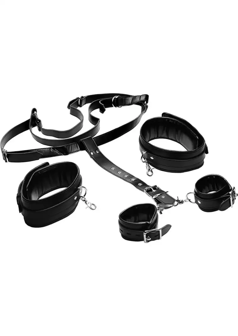 Strict Thigh Sling With Wrist Cuffs Black from Cherry Pie Online