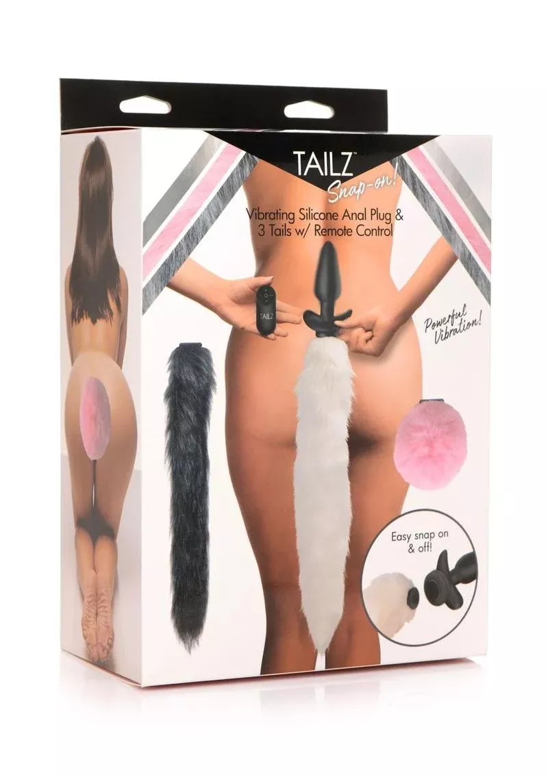 Tailz Vibrating Rechargeable Silicone Anal Plug and 3 Tails with Remote Control