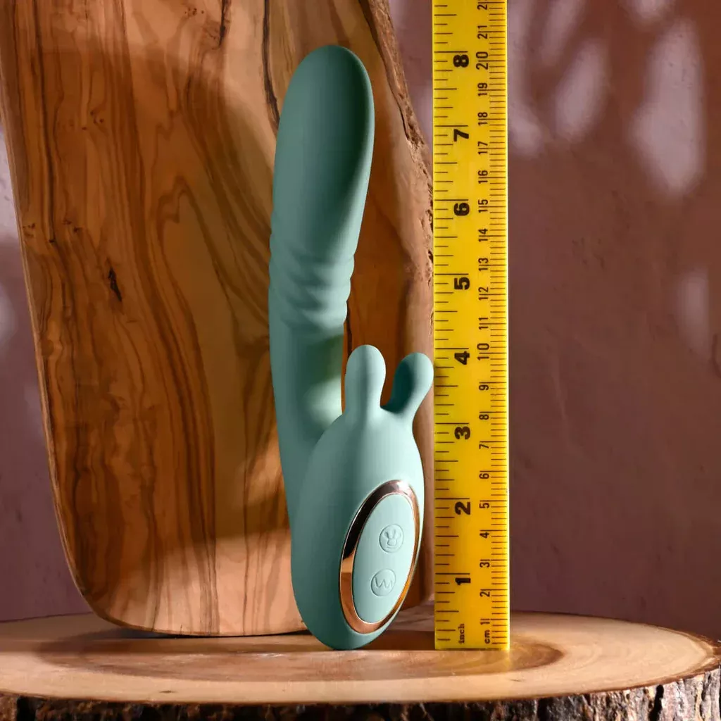 Thrust Into Ecstasy – Poseable Thrusting Vibrator with Rotating Stimulator Prongs