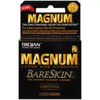 Trojan Magnum Bareskin Condoms - Thinnest and Most Comfortable | Pack of 3