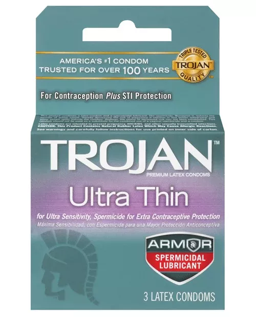 Trojan Ultra Thin Armor Spermicidal Condoms – Box of 3