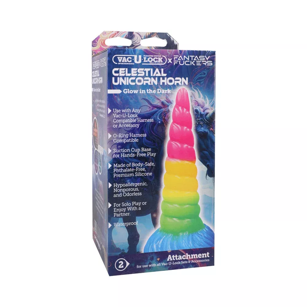 Vac-U-Lock x Fantasy Fuckers Glow-in-the-Dark Celestial Unicorn Horn Multi-Color