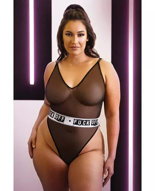 Vibes Fuck Off Mesh Playsuit Black Queen Size