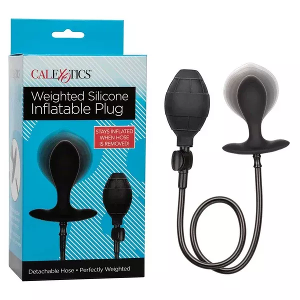 Weighted Black Silicone Inflatable Anal Plug by Cal Exotics