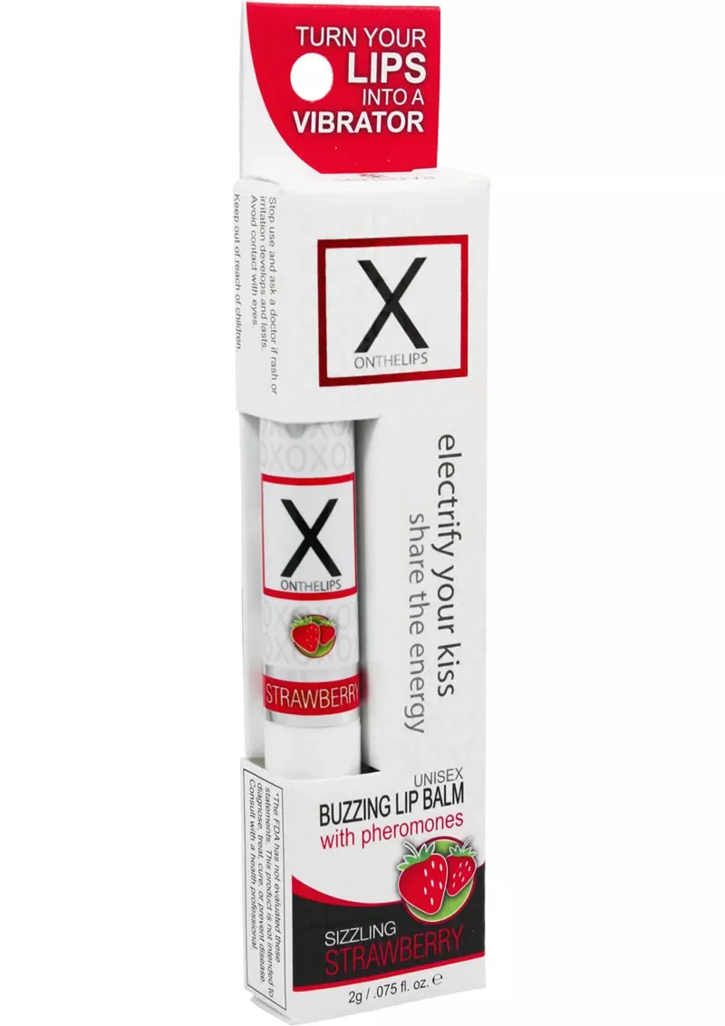 X On The Lips Buzzing Lip Balm with Pheromones Sizzling Strawberry Flavor