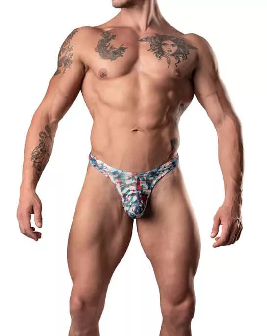 Your Lace or Mine Bong Mens Thong Red White and Blue S/M
