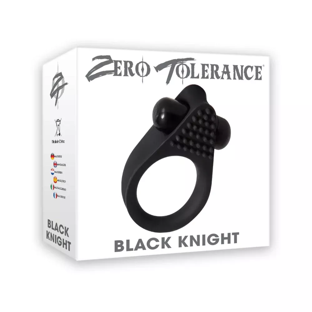 Zero Tolerance Black Knight Vibrating Cock Ring Black | Red Garter
