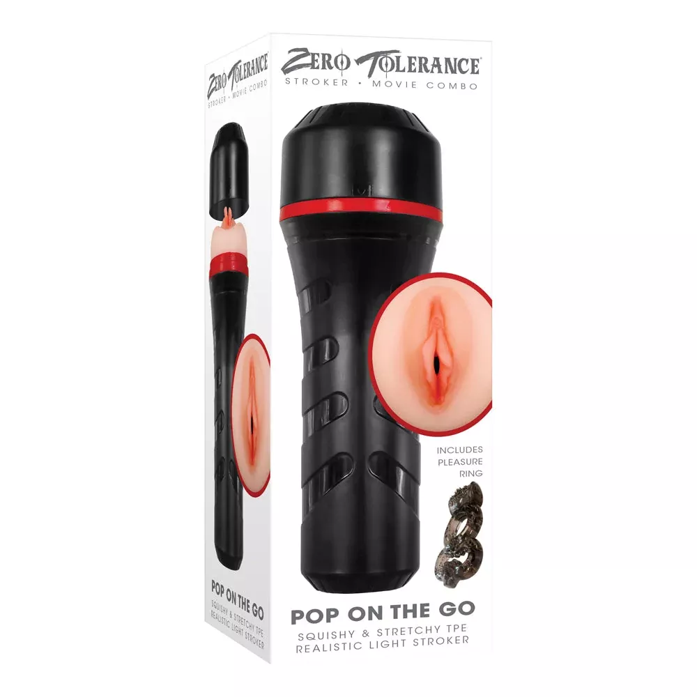 Zero Tolerance Pop On The Go Realistic Vagina Stroker Beige | Red Garter